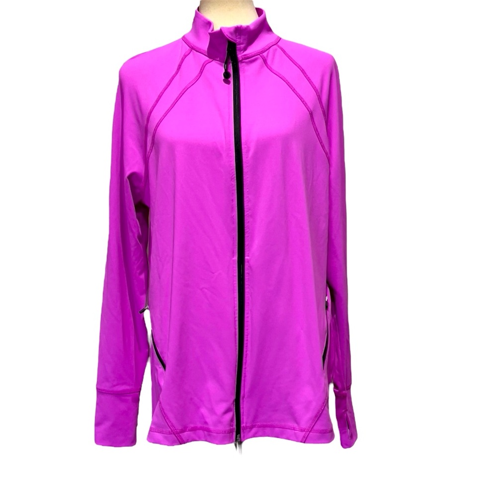 Lane Bryant Livi Active 18/20 Jacket Pink Full Zip Mock Neck Pocket Womens Plus